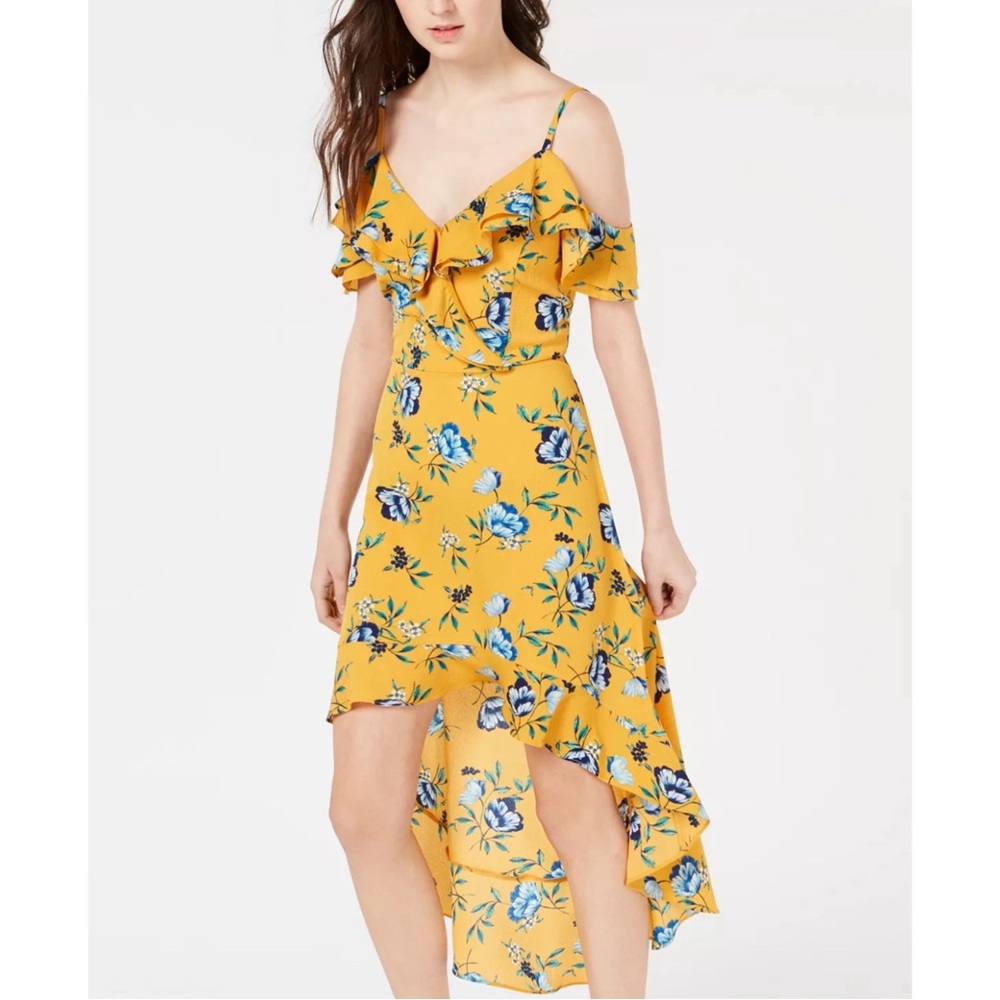 Marigold Printed Ruffle High-Low Dress - Picture 2 of 8